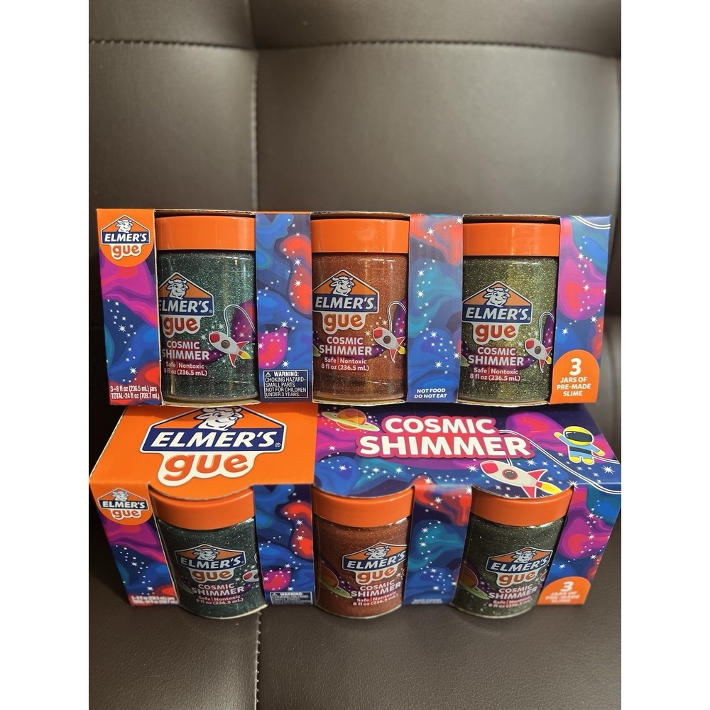 Elmers GUE Set of 2 Slime 3 Pack Cosmic Shimmer Glitter 8oz Jars Stardust Galaxy